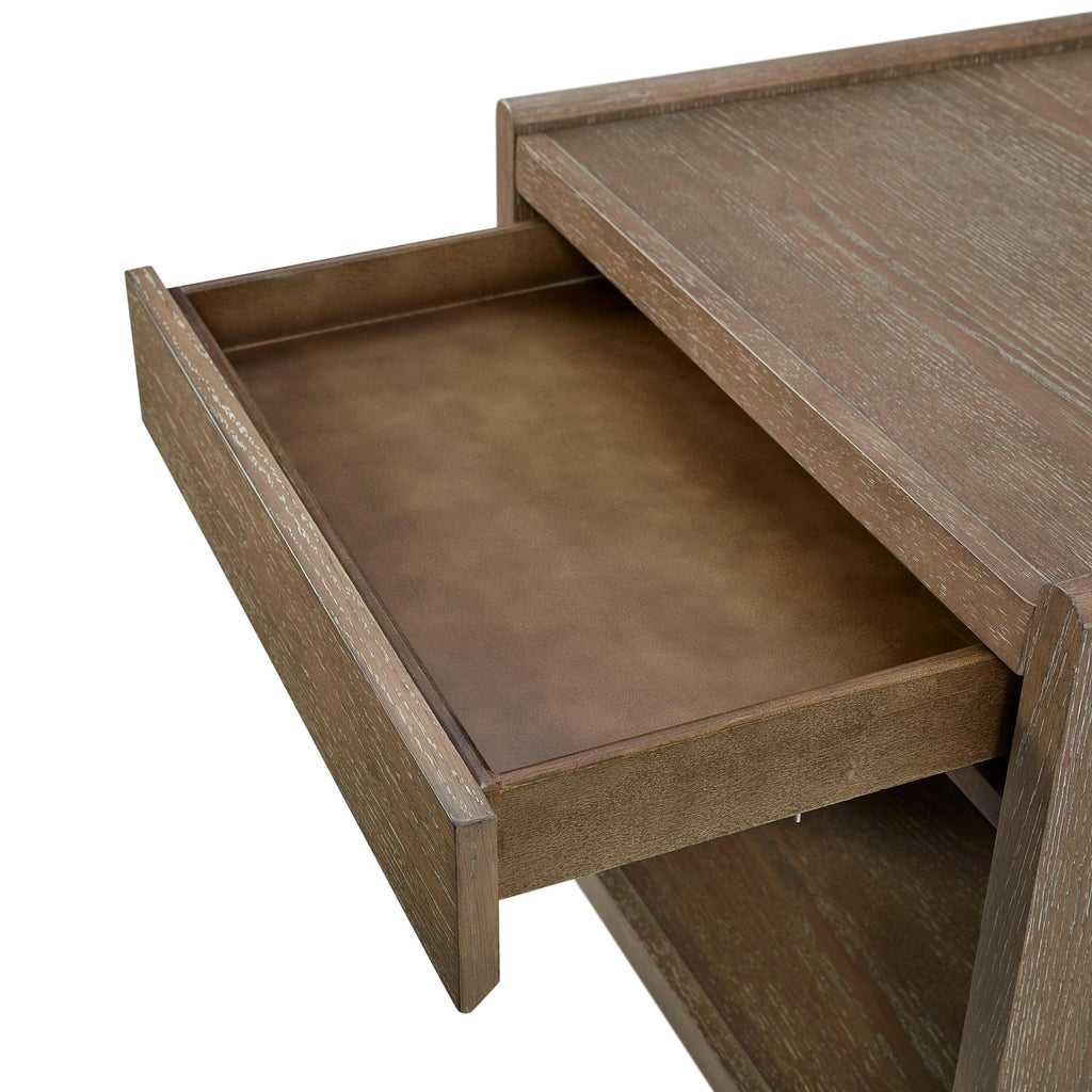 Cocoa Brown Solid Wood End Table With Soft Closing Drawers.