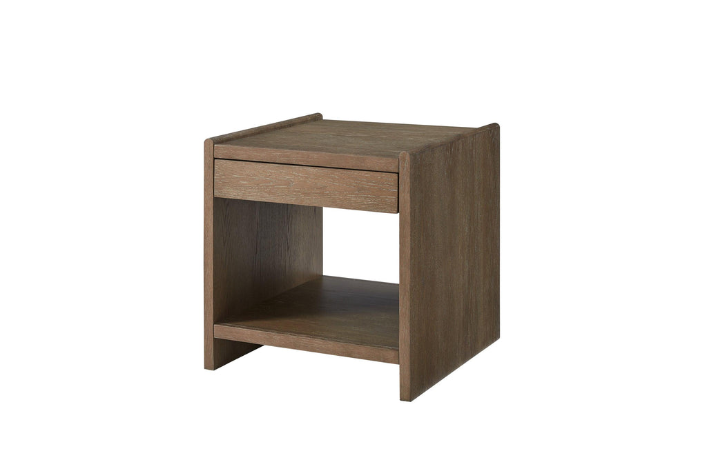 Cocoa Brown Solid Wood End Table With Soft Closing Drawers.