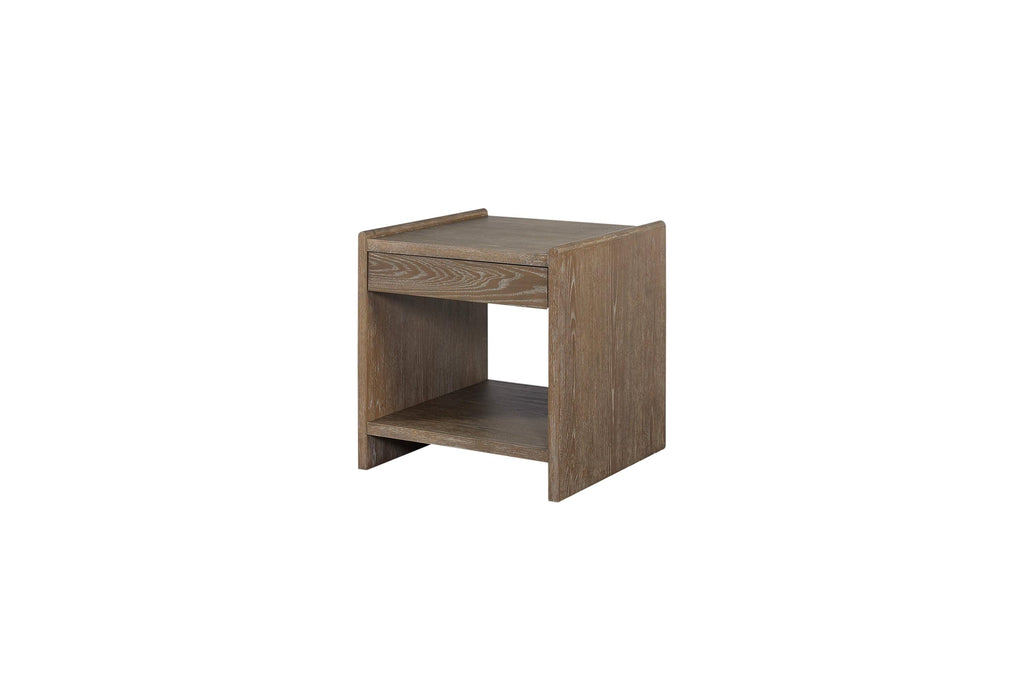Cocoa Brown Solid Wood End Table With Soft Closing Drawers.