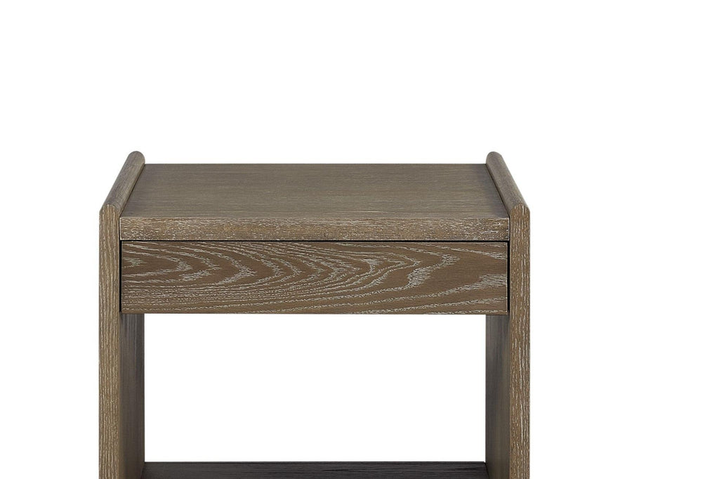 Cocoa Brown Solid Wood End Table With Soft Closing Drawers.