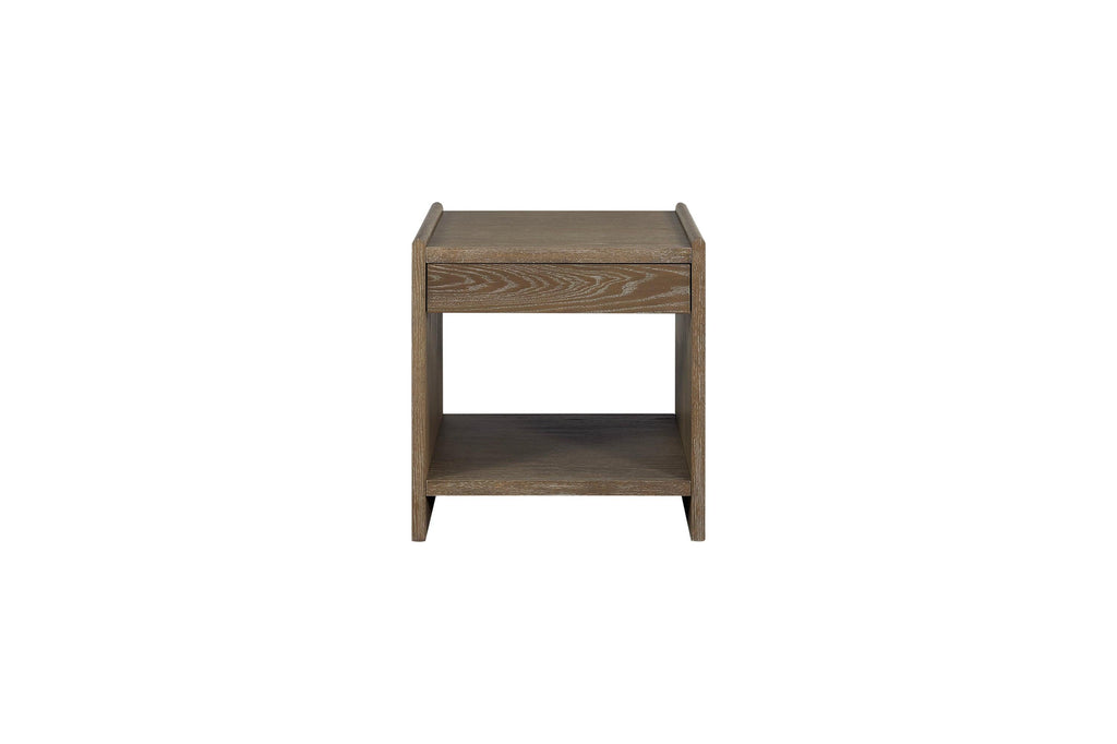 Cocoa Brown Solid Wood End Table With Soft Closing Drawers.