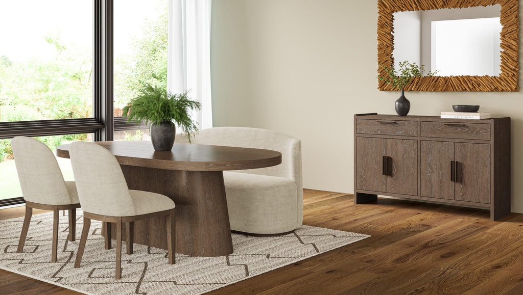 Cocoa Stained Solid Wood Server Cabinet for Dining Room.