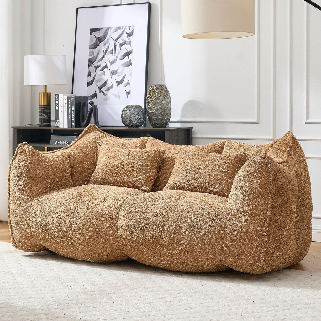 Coffee Chenille Beanbag Chair for Two, 73.2x38.6x30.7.