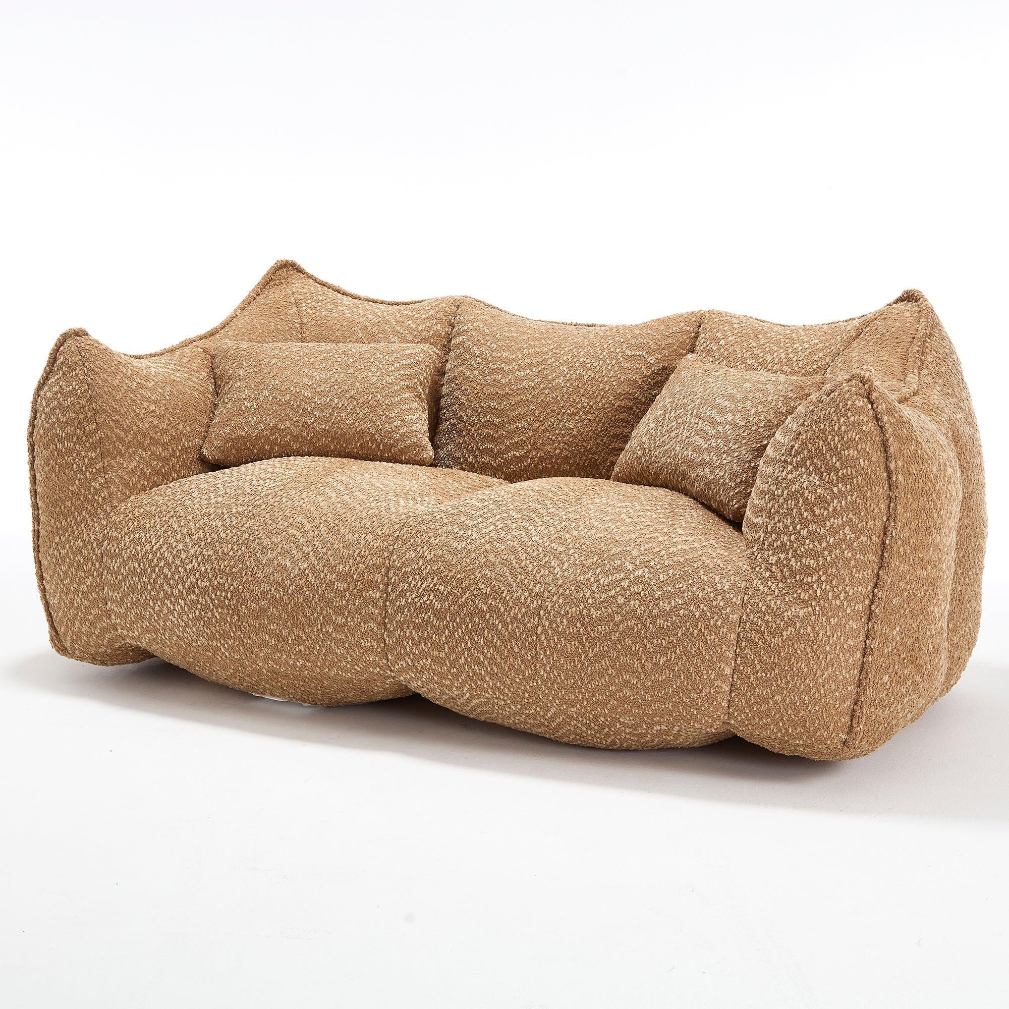 Coffee Chenille Beanbag Chair for Two, 73.2x38.6x30.7.