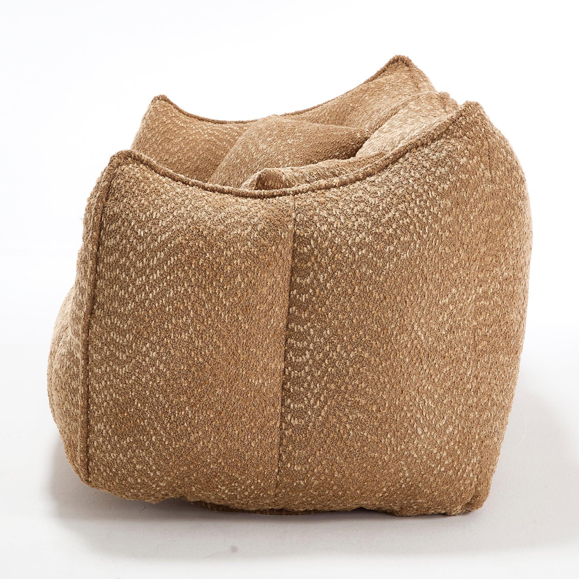 Coffee Chenille Beanbag Chair for Two, 73.2x38.6x30.7.