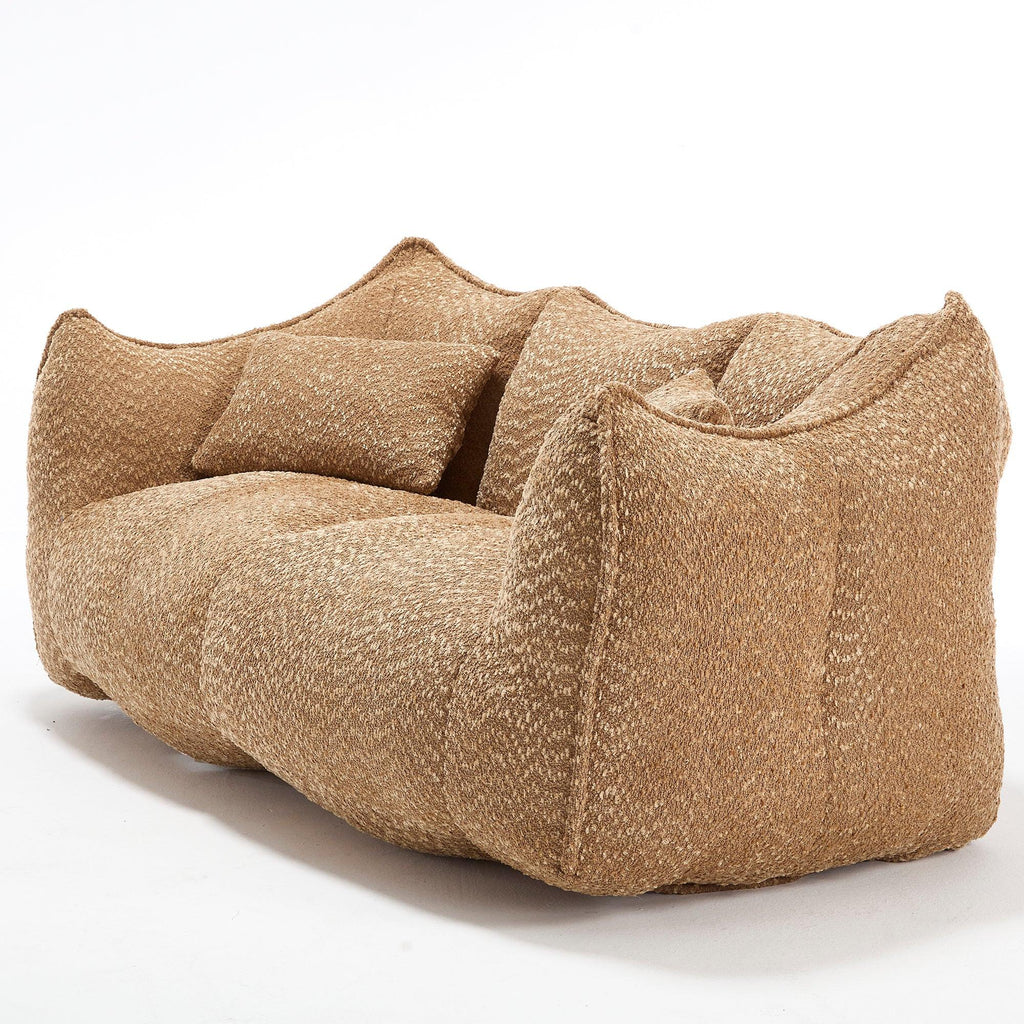 Coffee Chenille Beanbag Chair for Two, 73.2x38.6x30.7.