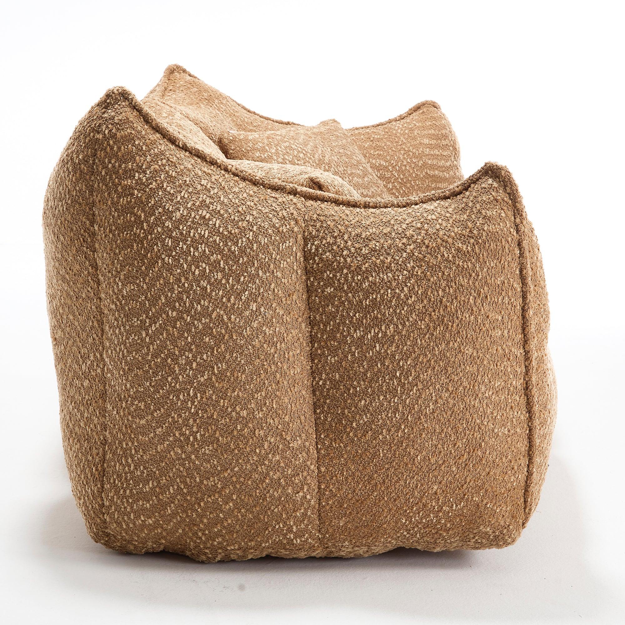 Coffee Chenille Beanbag Chair for Two, 73.2x38.6x30.7.