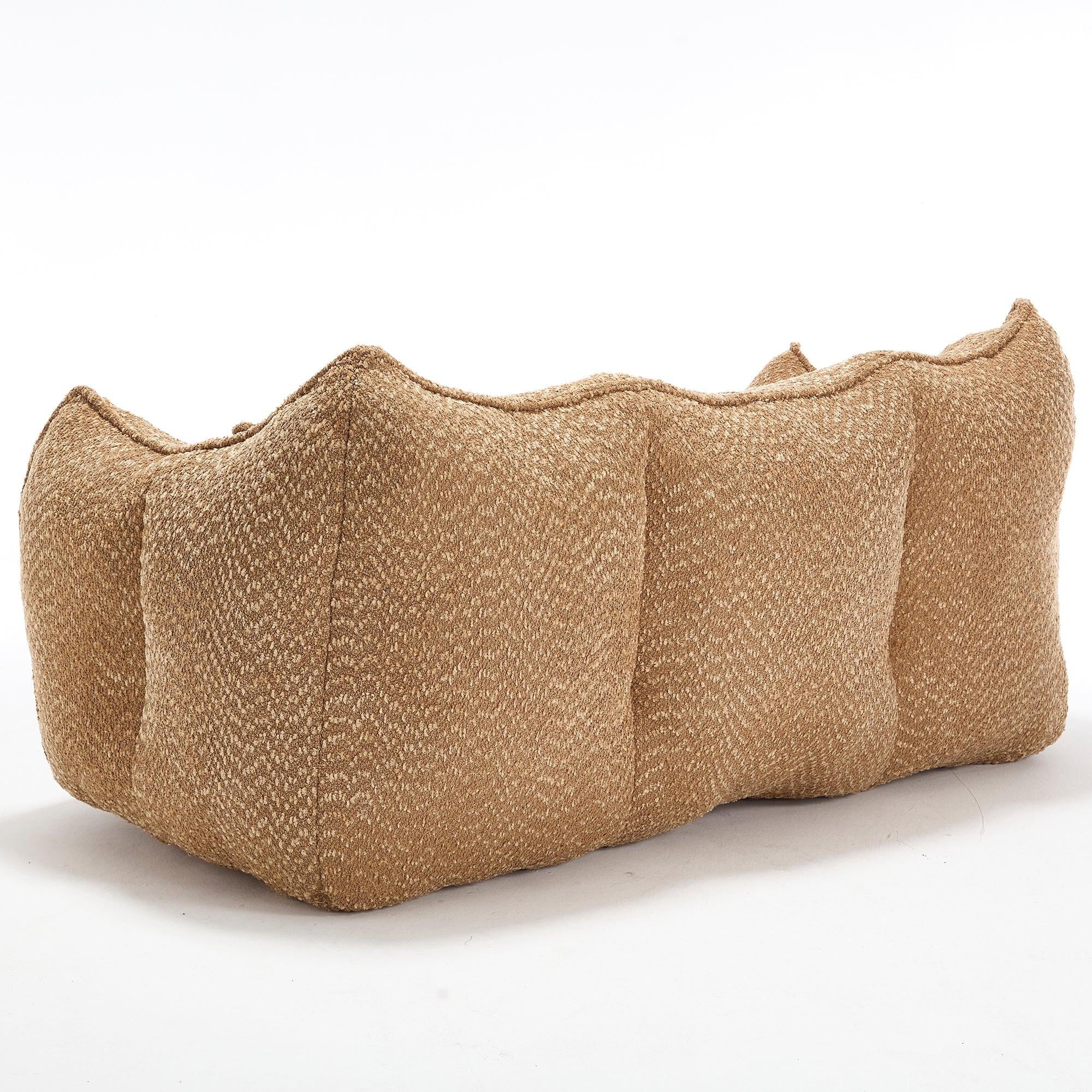 Coffee Chenille Beanbag Chair for Two, 73.2x38.6x30.7.
