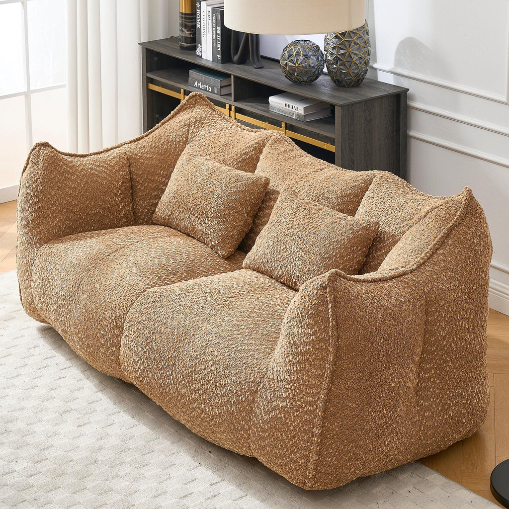 Coffee Chenille Beanbag Chair for Two, 73.2x38.6x30.7.