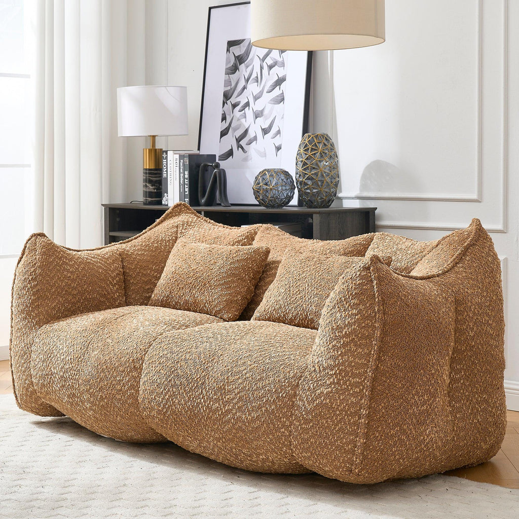 Coffee Chenille Beanbag Chair for Two, 73.2x38.6x30.7.