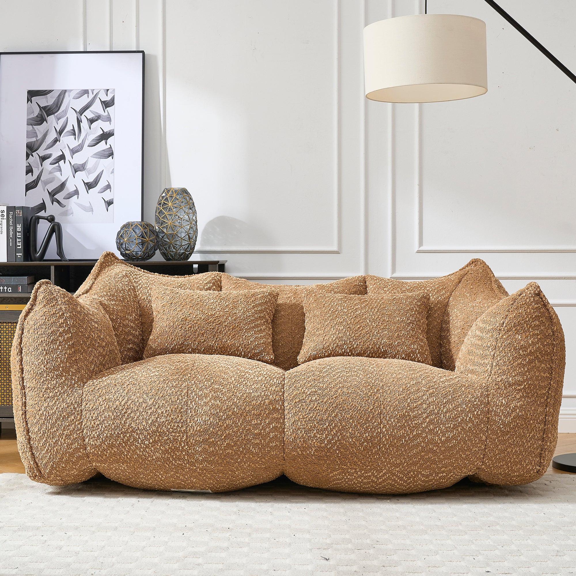 Coffee Chenille Beanbag Chair for Two, 73.2x38.6x30.7.