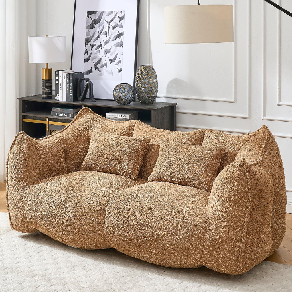 Coffee Chenille Beanbag Chair for Two, 73.2x38.6x30.7.