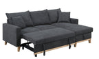 Colton 84.25 Dark Gray Woven Reversible Sleeper Sectional Sofa with Storage Chaise