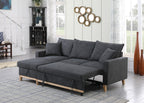 Colton 84.25 Dark Gray Woven Reversible Sleeper Sectional Sofa with Storage Chaise