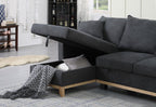 Colton 84.25 Dark Gray Woven Reversible Sleeper Sectional Sofa with Storage Chaise