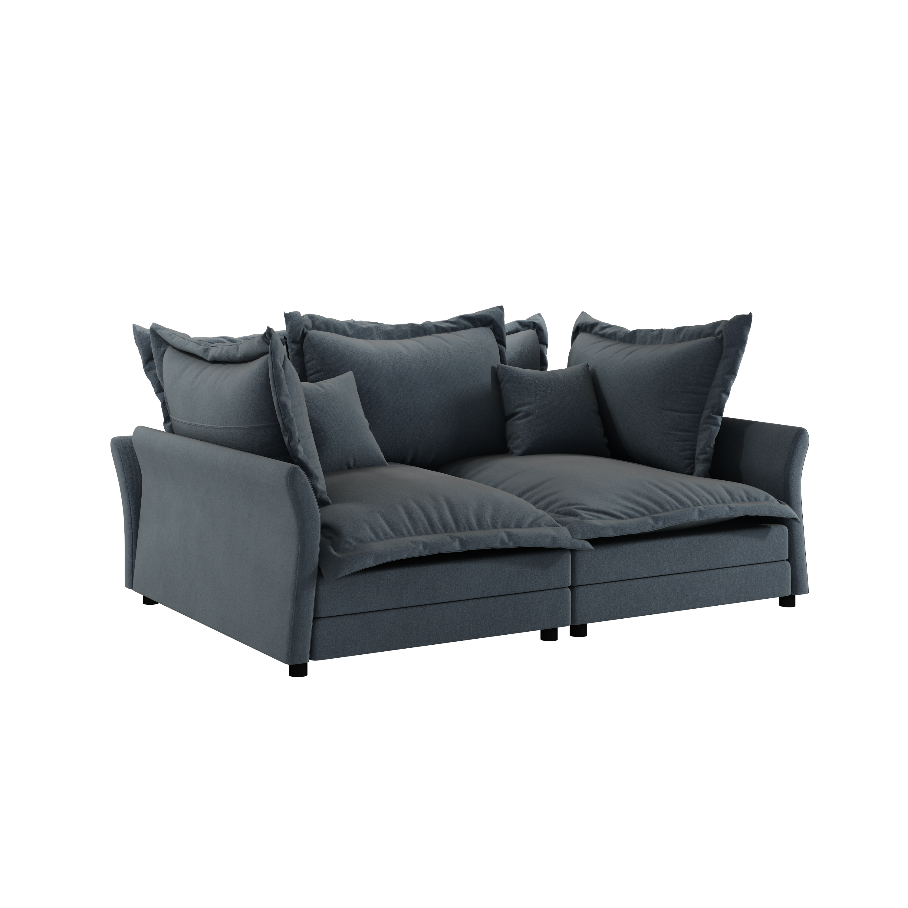 90.55 Modern Comfy Upholstered Sofa Cloud Couch, Deep Seat Couches with Multiple Large Soft Pillows,Convertible Deep Seat Chaise Longue for Living Room Bedroom,Apartment,Office,grey