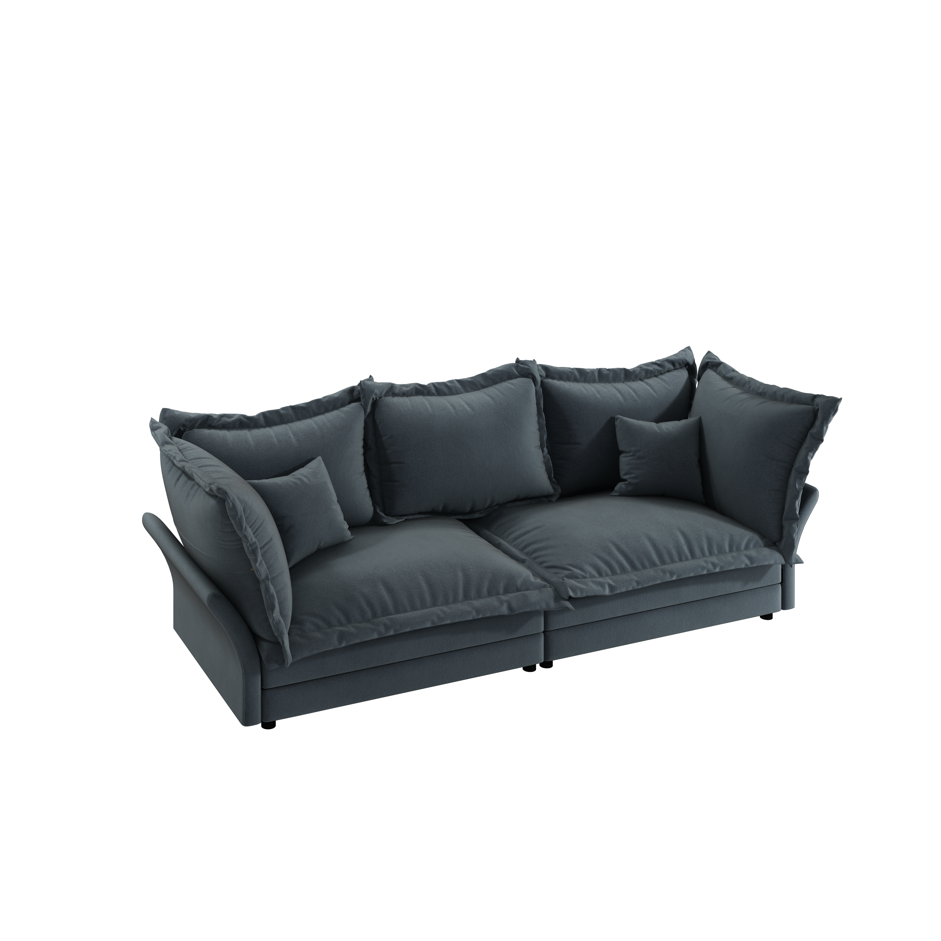 90.55 Modern Comfy Upholstered Sofa Cloud Couch, Deep Seat Couches with Multiple Large Soft Pillows,Convertible Deep Seat Chaise Longue for Living Room Bedroom,Apartment,Office,grey