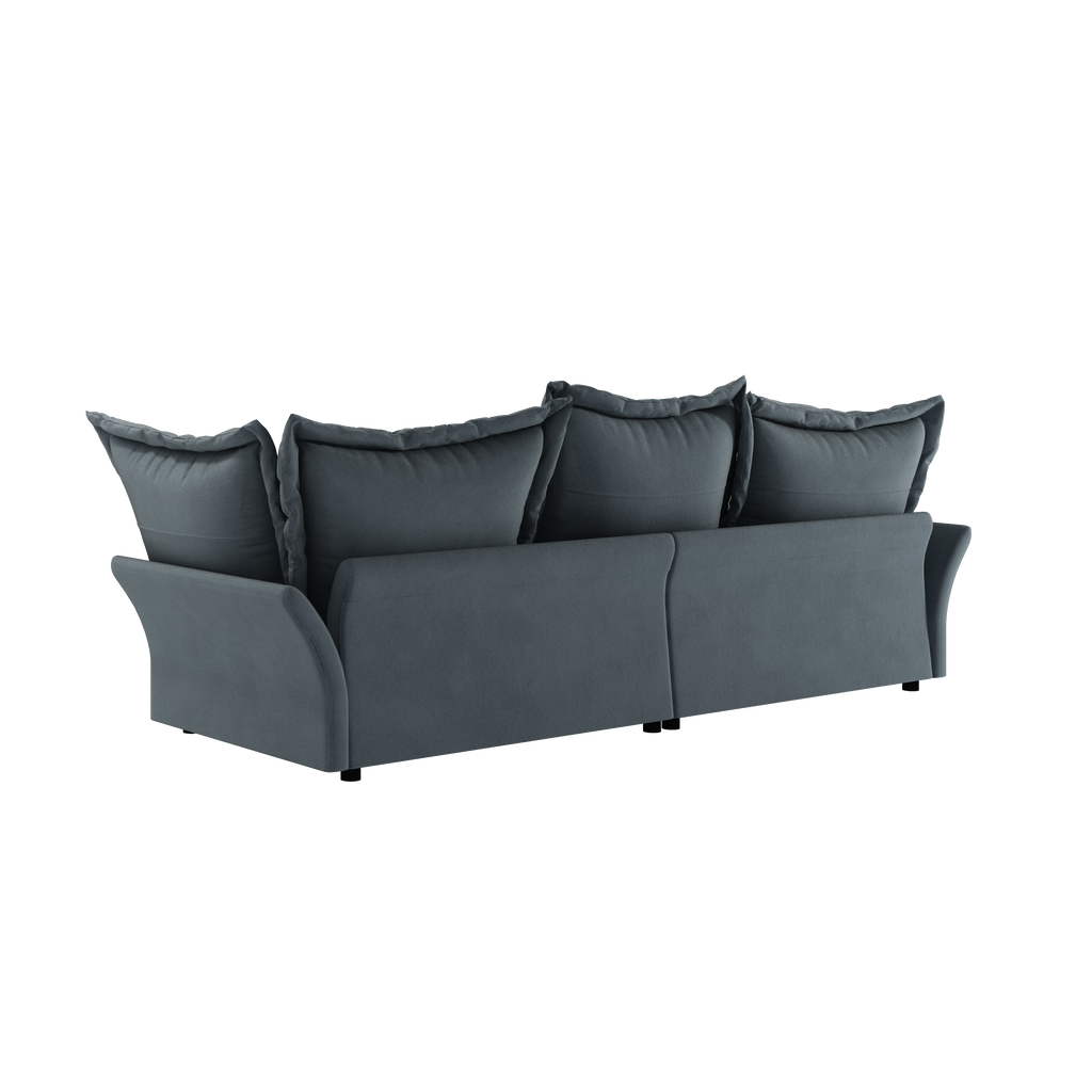 90.55 Modern Comfy Upholstered Sofa Cloud Couch, Deep Seat Couches with Multiple Large Soft Pillows,Convertible Deep Seat Chaise Longue for Living Room Bedroom,Apartment,Office,grey