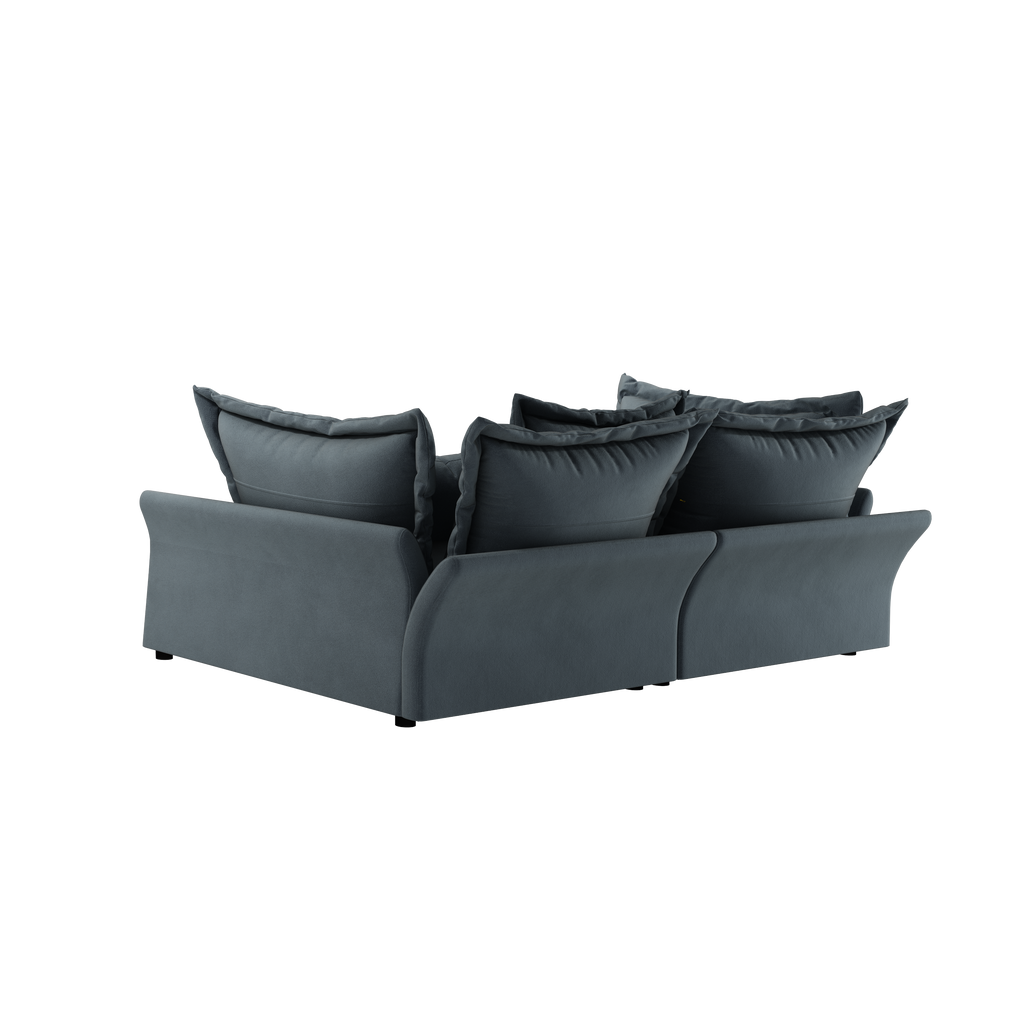 90.55 Modern Comfy Upholstered Sofa Cloud Couch, Deep Seat Couches with Multiple Large Soft Pillows,Convertible Deep Seat Chaise Longue for Living Room Bedroom,Apartment,Office,grey