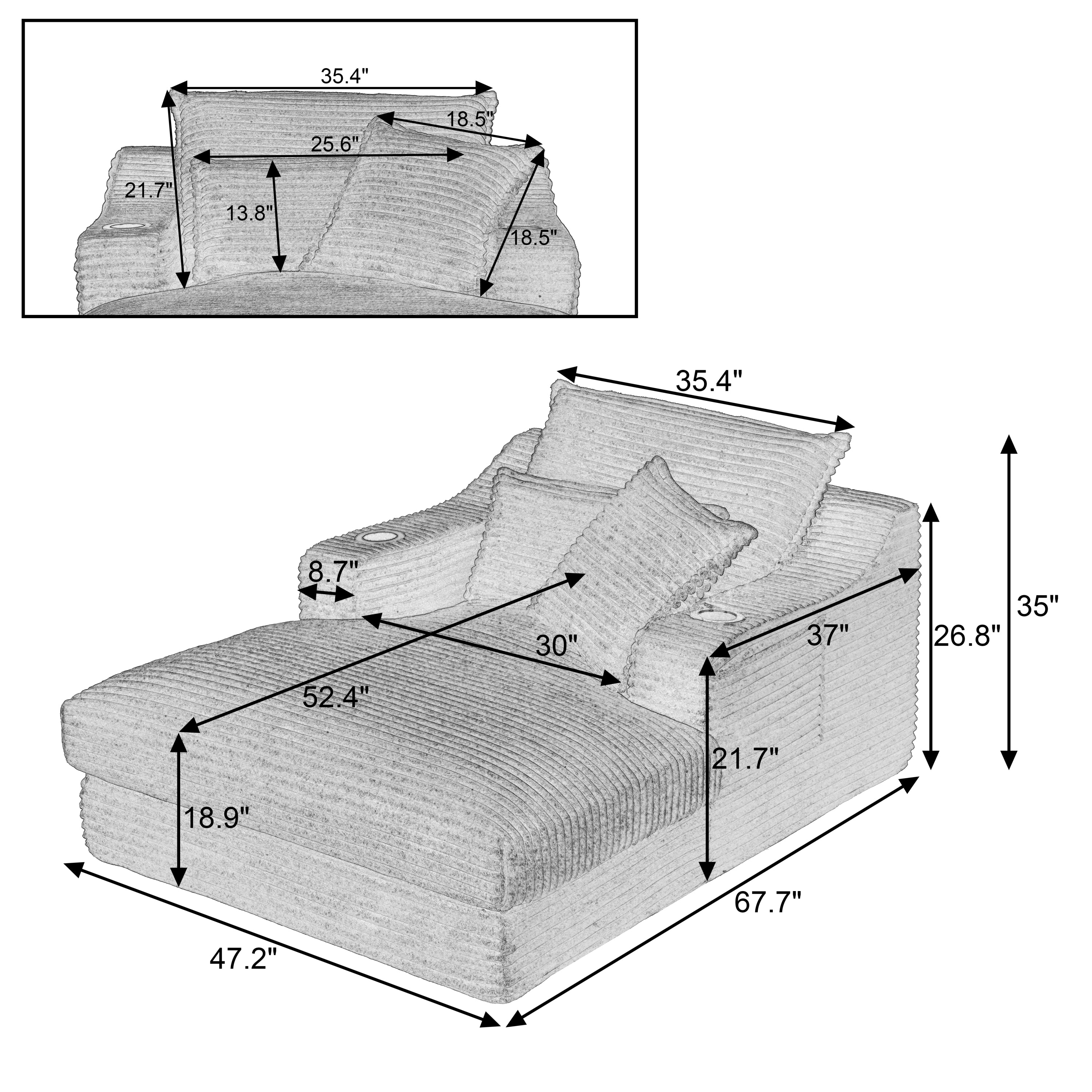 47.24 inch modern comfortable cushioned compression sofa with unique cushion design, lounge chair for living room, bedroom, apartment, office, dark gray Accent Chair