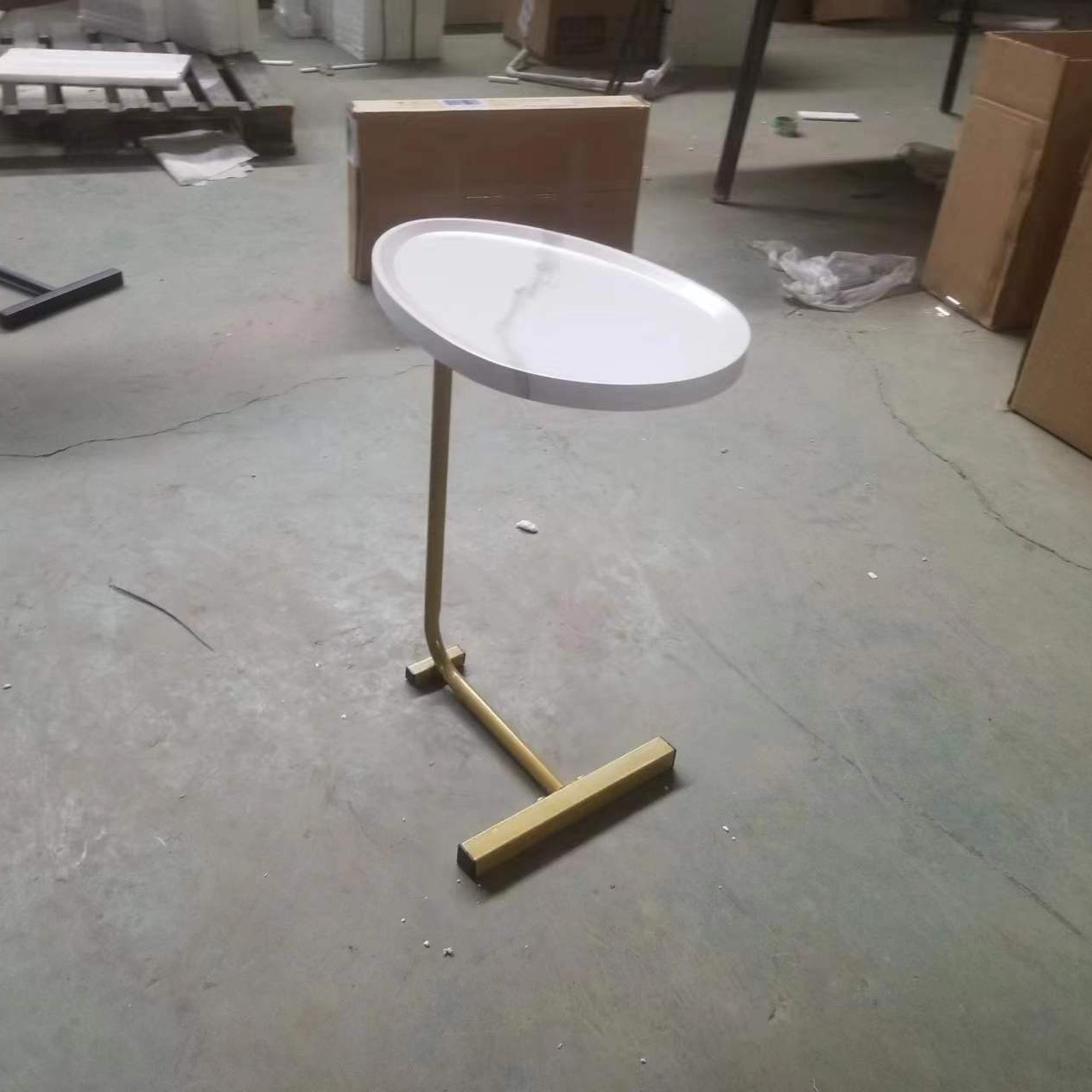 2-pieces White C-shaped Side Table, C Shaped End Table, Side Table for Couch and Bed, Small Side Table for Small Spaces