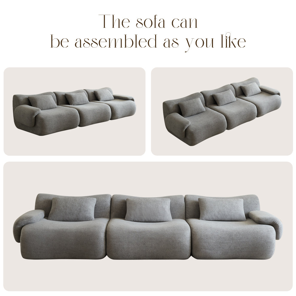 Modular Sectional Sofa, Compressed Sectional Sofa Modern Minimalist Style Couch, Bedroom, Comfy Compressed Sofa Couch Space-Efficient Light Gray
