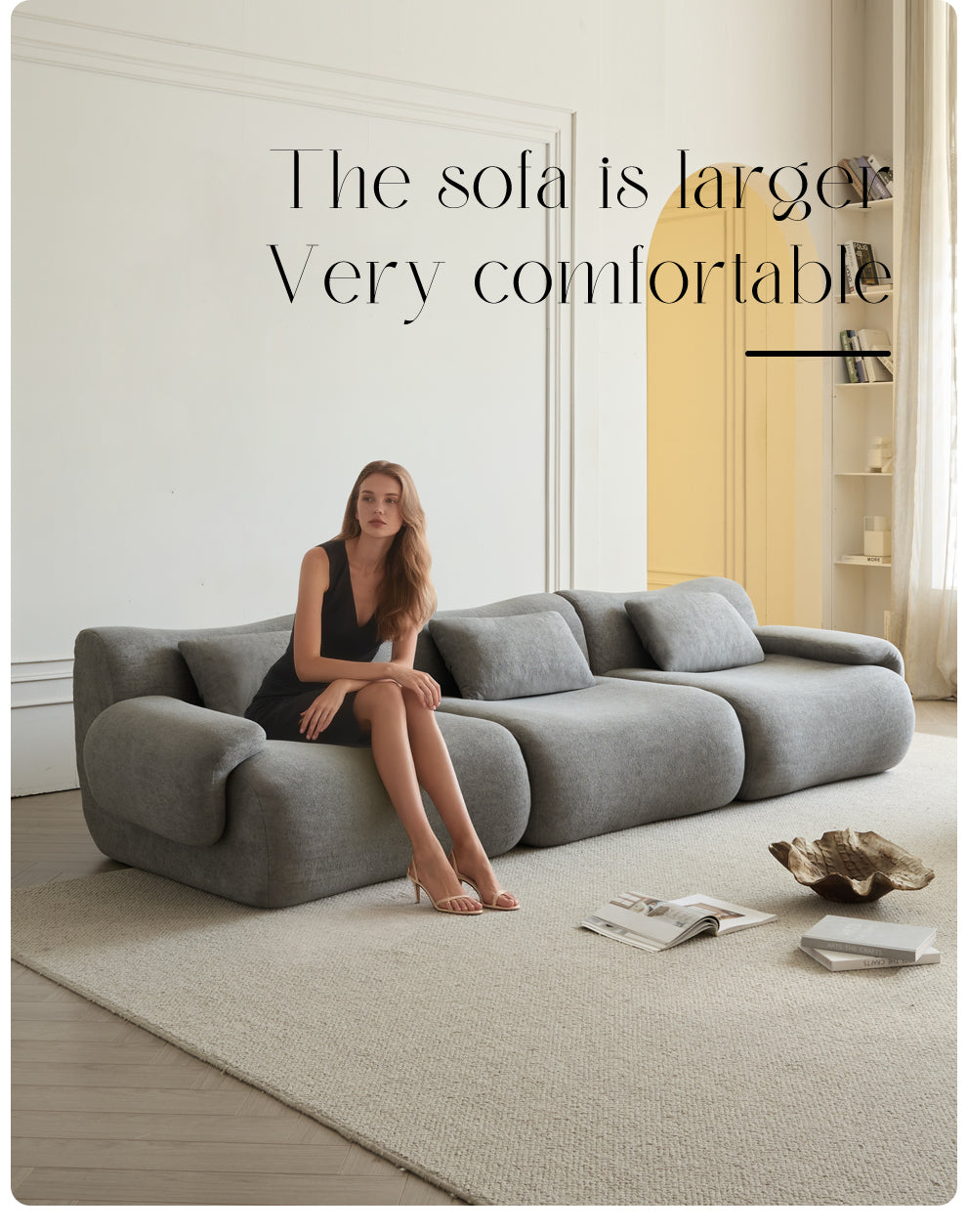 Modular Sectional Sofa, Compressed Sectional Sofa Modern Minimalist Style Couch, Bedroom, Comfy Compressed Sofa Couch Space-Efficient Light Gray