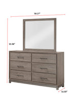 1pc Contemporary 6-Drawer Storage Dresser Metal Handle Grey Oak Finish