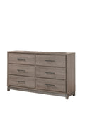 1pc Contemporary 6-Drawer Storage Dresser Metal Handle Grey Oak Finish