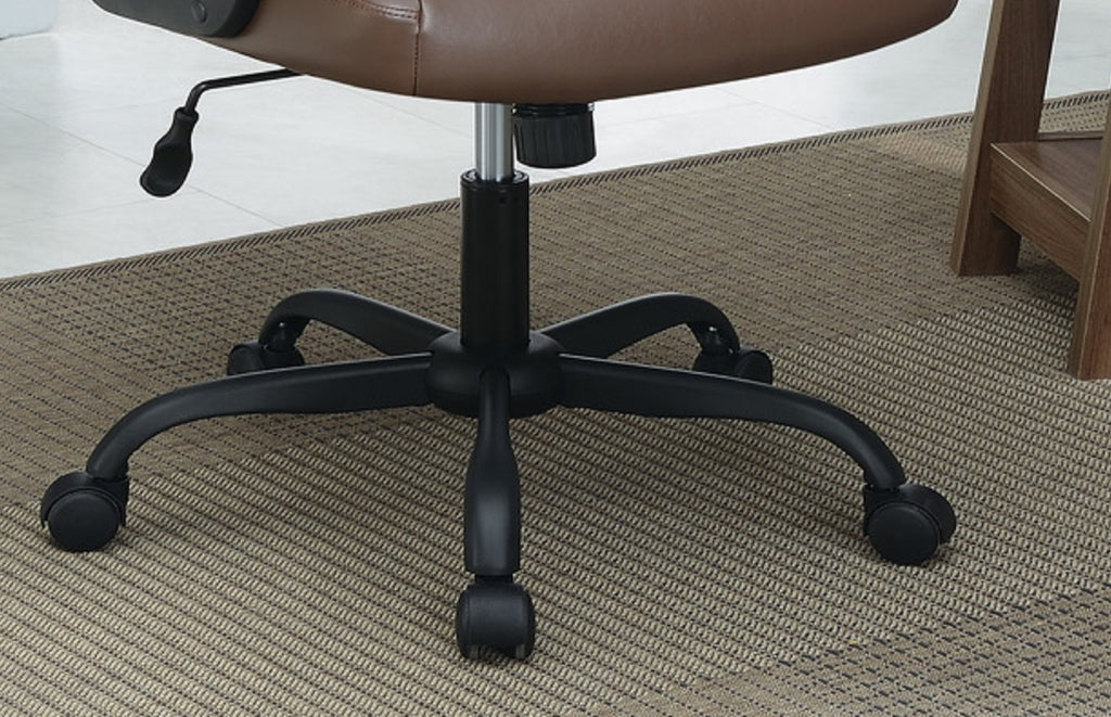 Relax Cushioned Office Chair 1pc Brown Color Upholstered Seat back Adjustable Chair Faux Leather