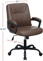 Relax Cushioned Office Chair 1pc Brown Color Upholstered Seat back Adjustable Chair Faux Leather