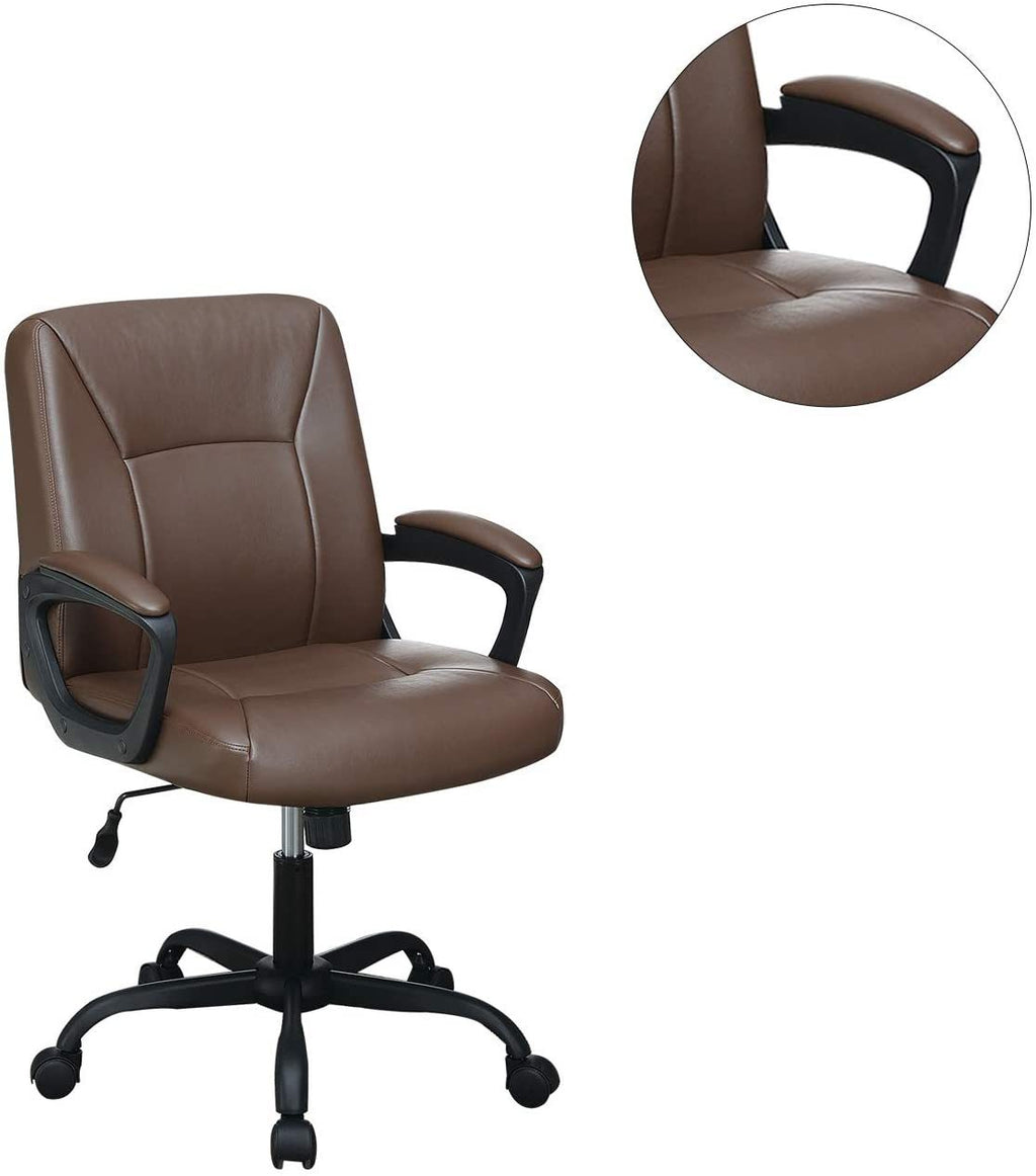 Relax Cushioned Office Chair 1pc Brown Color Upholstered Seat back Adjustable Chair Faux Leather
