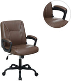 Relax Cushioned Office Chair 1pc Brown Color Upholstered Seat back Adjustable Chair Faux Leather