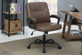 Relax Cushioned Office Chair 1pc Brown Color Upholstered Seat back Adjustable Chair Faux Leather