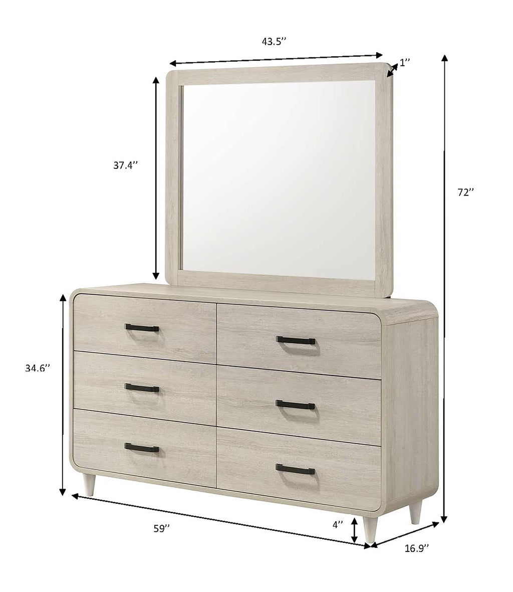 1pc Contemporary White Finish Ample Drawer Space Six Drawers Dresser Storage Wooden Furniture Antique White Color