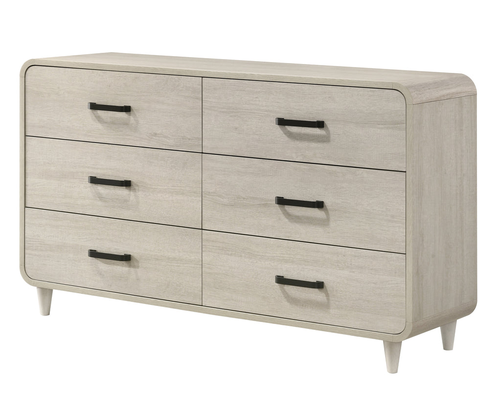 1pc Contemporary White Finish Ample Drawer Space Six Drawers Dresser Storage Wooden Furniture Antique White Color