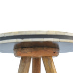 Artisan Furniture Solid Wood Bone Inlay Tripod Stool