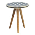 Artisan Furniture Solid Wood Bone Inlay Tripod Stool
