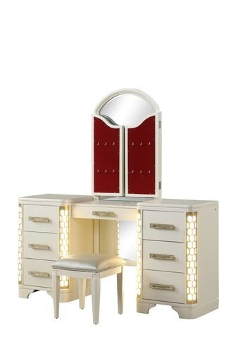 Vanity Set with side LED lightning made with Wood in Beige