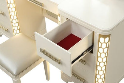 Vanity Set with side LED lightning made with Wood in Beige