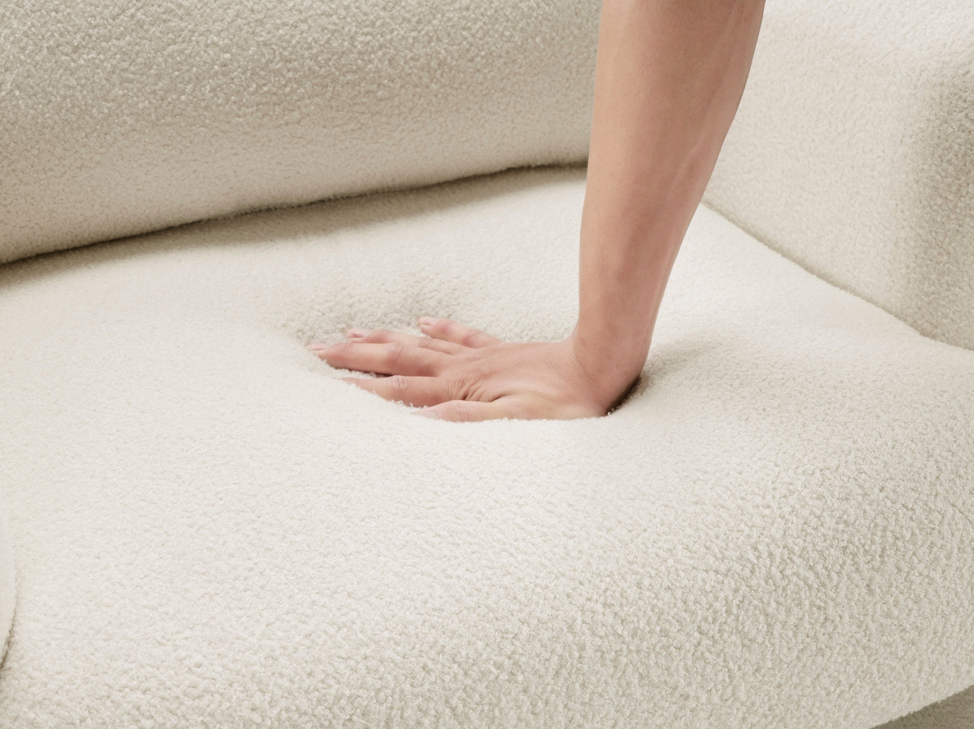 Contemporary Accent Chair Beige Boucle Fabric Upholstery Plywood Frame Pillow Cozy Living Room Furniture 1pc Comfort Chair