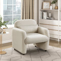 Contemporary Accent Chair Beige Boucle Fabric Upholstery Plywood Frame Pillow Cozy Living Room Furniture 1pc Comfort Chair