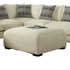 Contemporary Style Square Upholstery Huge Padded Ottoman With Memory Foam Layer Modular Design And Tapered Legs Beige
