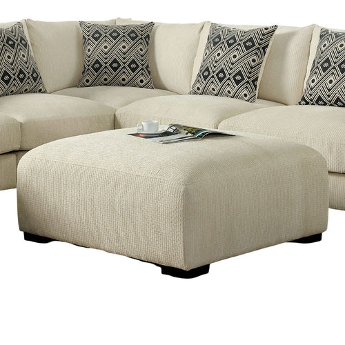 Contemporary Beige Chenille Square Ottoman with Memory Foam.