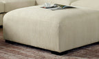 Contemporary Style Square Upholstery Huge Padded Ottoman With Memory Foam Layer Modular Design And Tapered Legs Beige