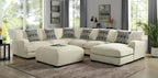 Contemporary Style Square Upholstery Huge Padded Ottoman With Memory Foam Layer Modular Design And Tapered Legs Beige