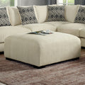 Contemporary Style Square Upholstery Huge Padded Ottoman With Memory Foam Layer Modular Design And Tapered Legs Beige