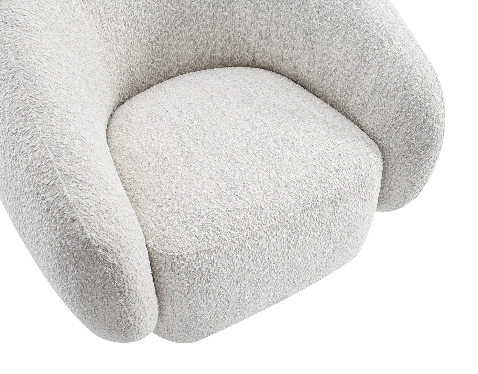 Contemporary Style 1pc Swivel Chair Boucle Upholstered 360 Degree Swivel Base armrest Slope Curved High Density Foam Beige Finish Accent Chair