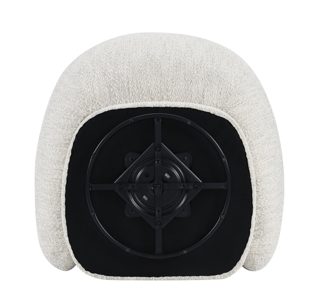 Contemporary Style 1pc Swivel Chair Boucle Upholstered 360 Degree Swivel Base armrest Slope Curved High Density Foam Beige Finish Accent Chair