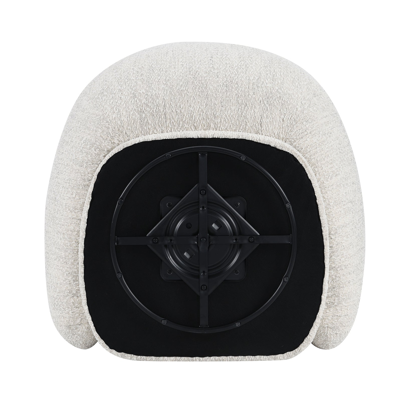 Contemporary Style 1pc Swivel Chair Boucle Upholstered 360 Degree Swivel Base armrest Slope Curved High Density Foam Beige Finish Accent Chair